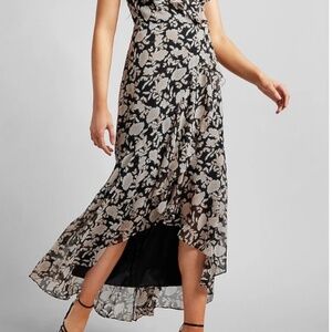 Floral Ruffle wrap front maxi dress size M